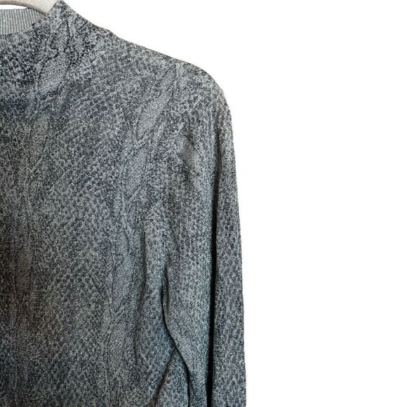 August Silk Sweater Womens Large Multicolor Print Silk Blend Metallic Mock Neck - Picture 3 of 7